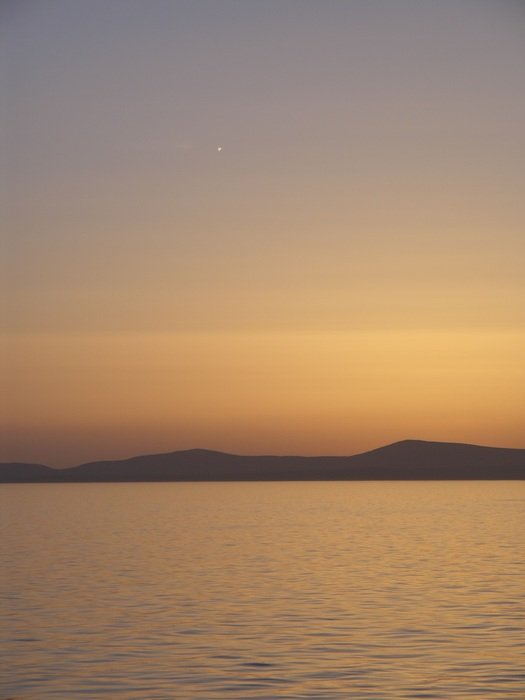 sunset over the island