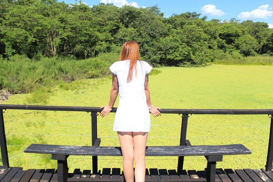 girl on the bridge over the holy pond