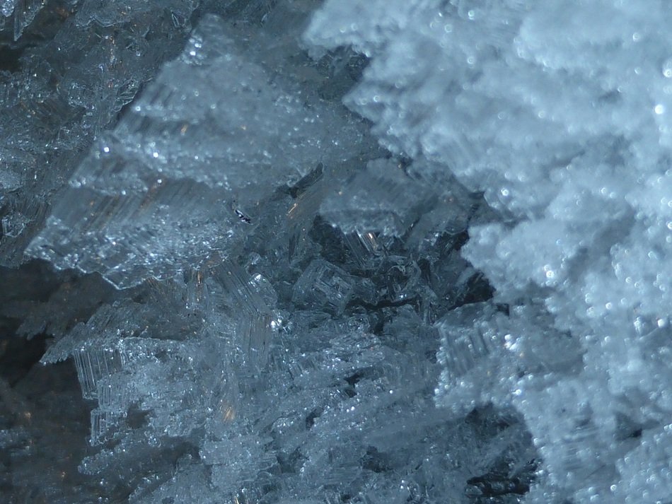 frozen snow crystals in winter