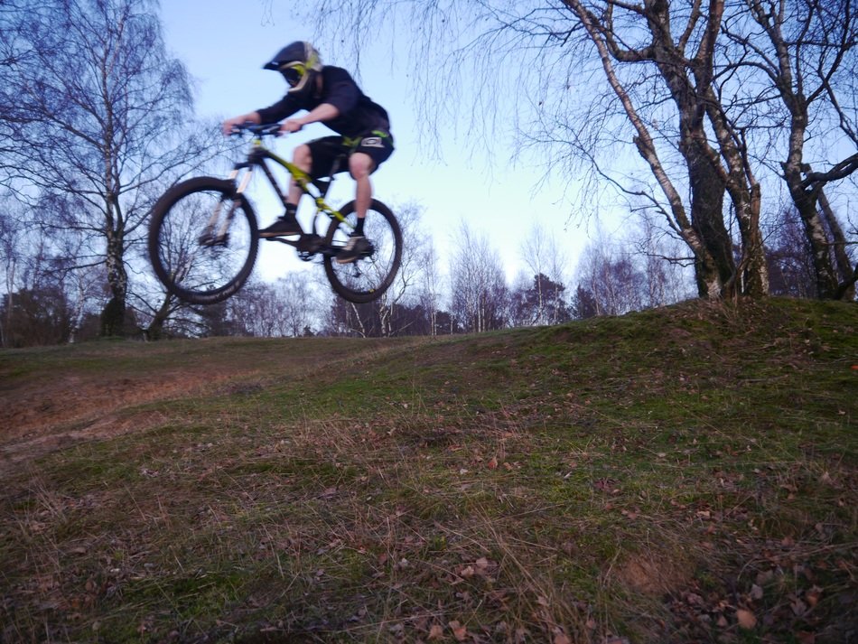 Mountain biking in the forest
