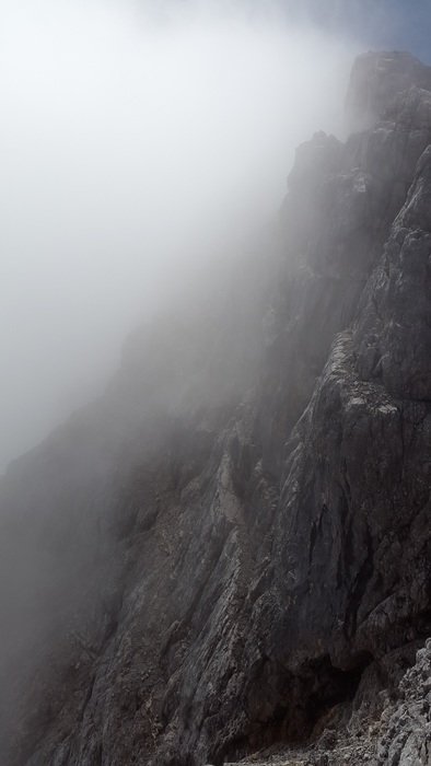 thick fog over watzmann in bavaria