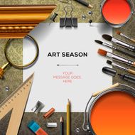 Art supplies template with artist tools