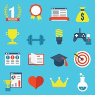 Vector set of gamification icons for design