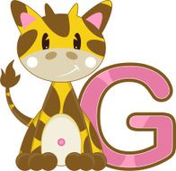 Cartoon Giraffe Learning Letter G