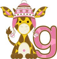 Cartoon Giraffe Learning Letter G N5