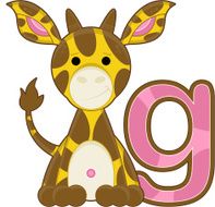 Cartoon Giraffe Learning Letter G N10