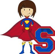Superhero Girl Learning Letter S N8