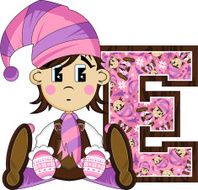 Cute Christmas Elf Learning Letter E