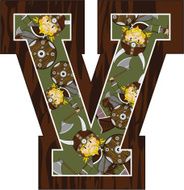Cute Viking Warrior Learning Letter V N51