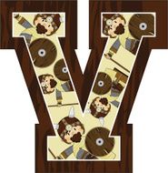 Cute Viking Warrior Learning Letter V N57
