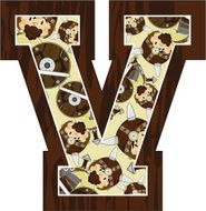 Cute Viking Warrior Learning Letter V N58