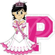 Cute Fairytale Princess Learning Letter P N17