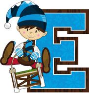 Christmas Elf on Sledge Learning Letter E N4