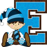Cute Christmas Elf Learning Letter E N30