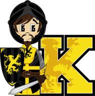 Cute Medieval Knight Learning Letter K N16