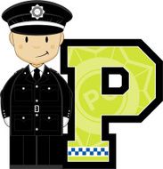 Cute British Policeman Letter P N10