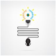 Creative light bulb idea and positive thinking concept
