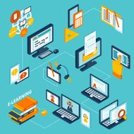 E-learning icons isometric