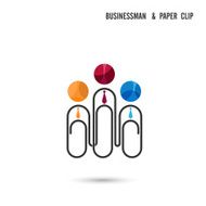 Businessman and paper clip design vector template