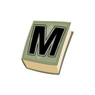 Letter M cover of retro books Concept template elements