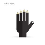 Creative pencil and hand icon abstract logo design