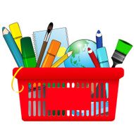 Shopping card with school supplies