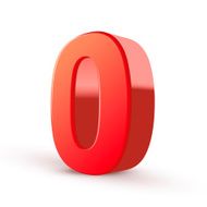 3d shiny red number 0
