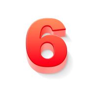 3d shiny red number 6 N2