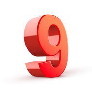 3d shiny red number 9 N2