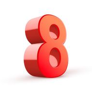 3d shiny red number 8 N3