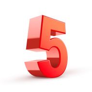 3d shiny red number 5