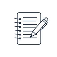 Notebook with pen outline icon