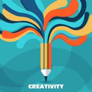 Creativity and idea vector concept A pencil with colorful lines N2