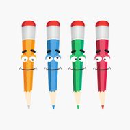 Set of cartoon colored pencils