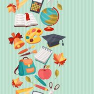 School seamless pattern with education icons and symbols