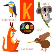 Cute zoo alphabet in vector K letter Funny cartoon animals N2