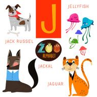 Cute zoo alphabet in vector J letter Funny cartoon animals N2