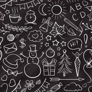 Hand-drown chalk icons seamless pattern N2