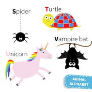 Letter S T U V Spider Turtle Unicorn Vampire bat N2