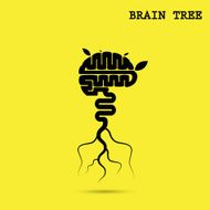 Creative brain tree abstract vector logo design N2