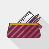 pencil box flat icon with long shadow eps10 N43