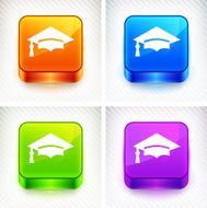Graduation Cap on Color Square Buttons