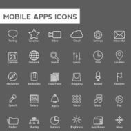 Set of vector linear media service icons