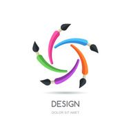 Vector looped creative logo design Multicolor brushes infinity flat icon