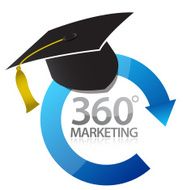 360 marketing education concept illustration design over white