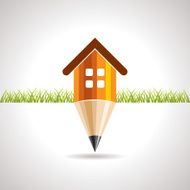 home with pencil education concept