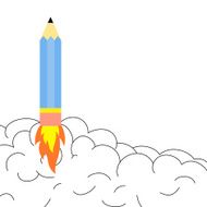 Pencil rocket illustration design