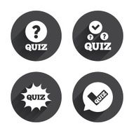 Quiz icons Speech bubble with check mark symbol N11