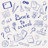 Ðrawn vector illustration with school supplies N2