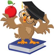 Owl holding an apple